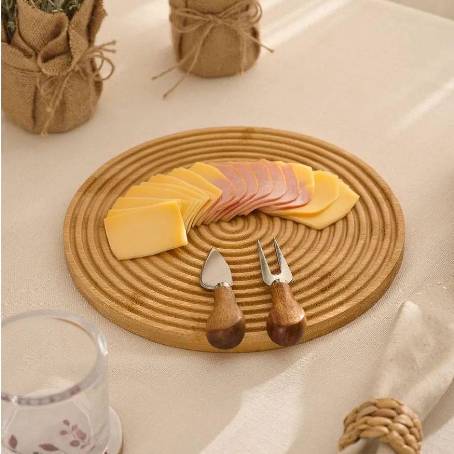 Bandeja Decorativa De Madera Diseño Redondo 28x28 cm  -3