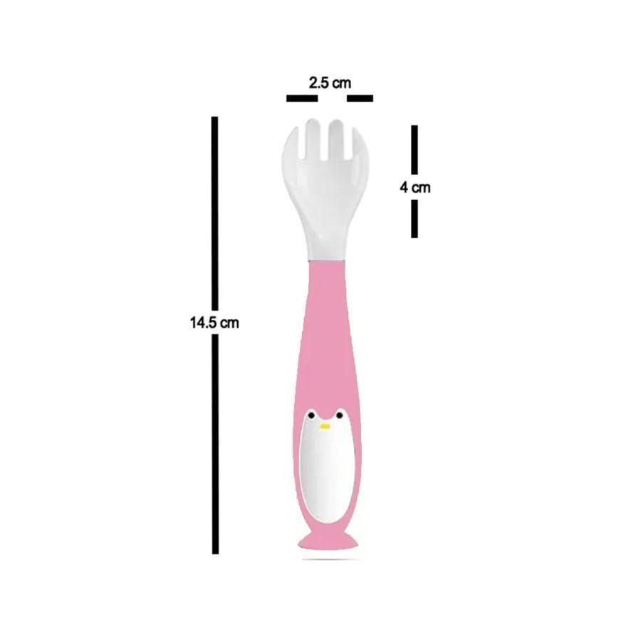 Pack Cubiertos De Pingüino Rosado Para Bebes-1