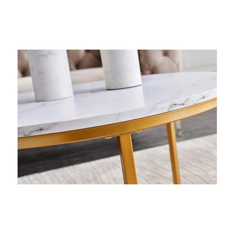 Mesa De Centro Doble Mesa Auxiliar Redonda Moderna Blanca-1