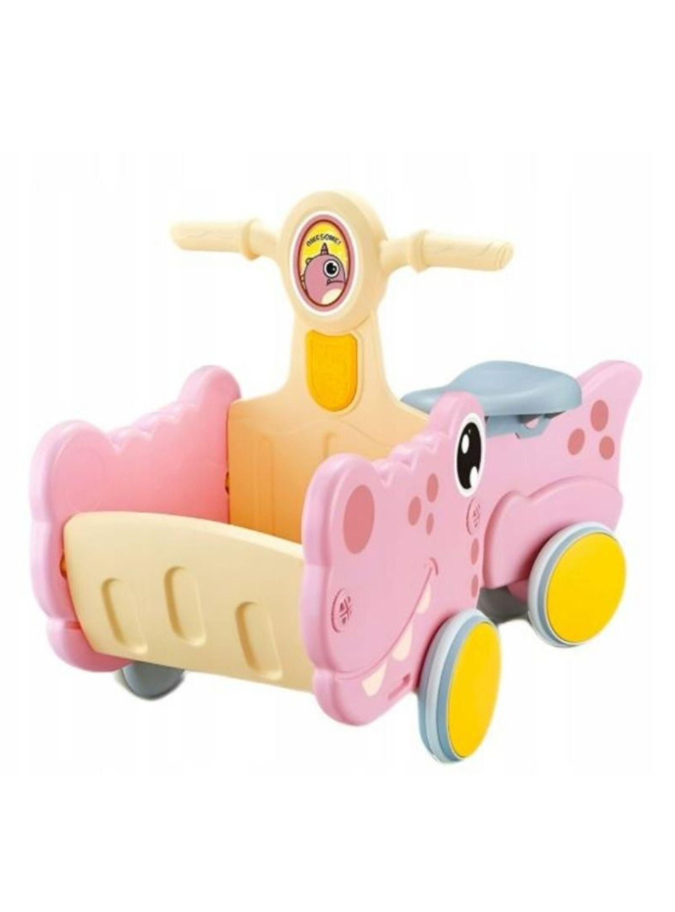 Andador Correpasillos Para Bebes Dinosaurio Con Canasto Rosa-0