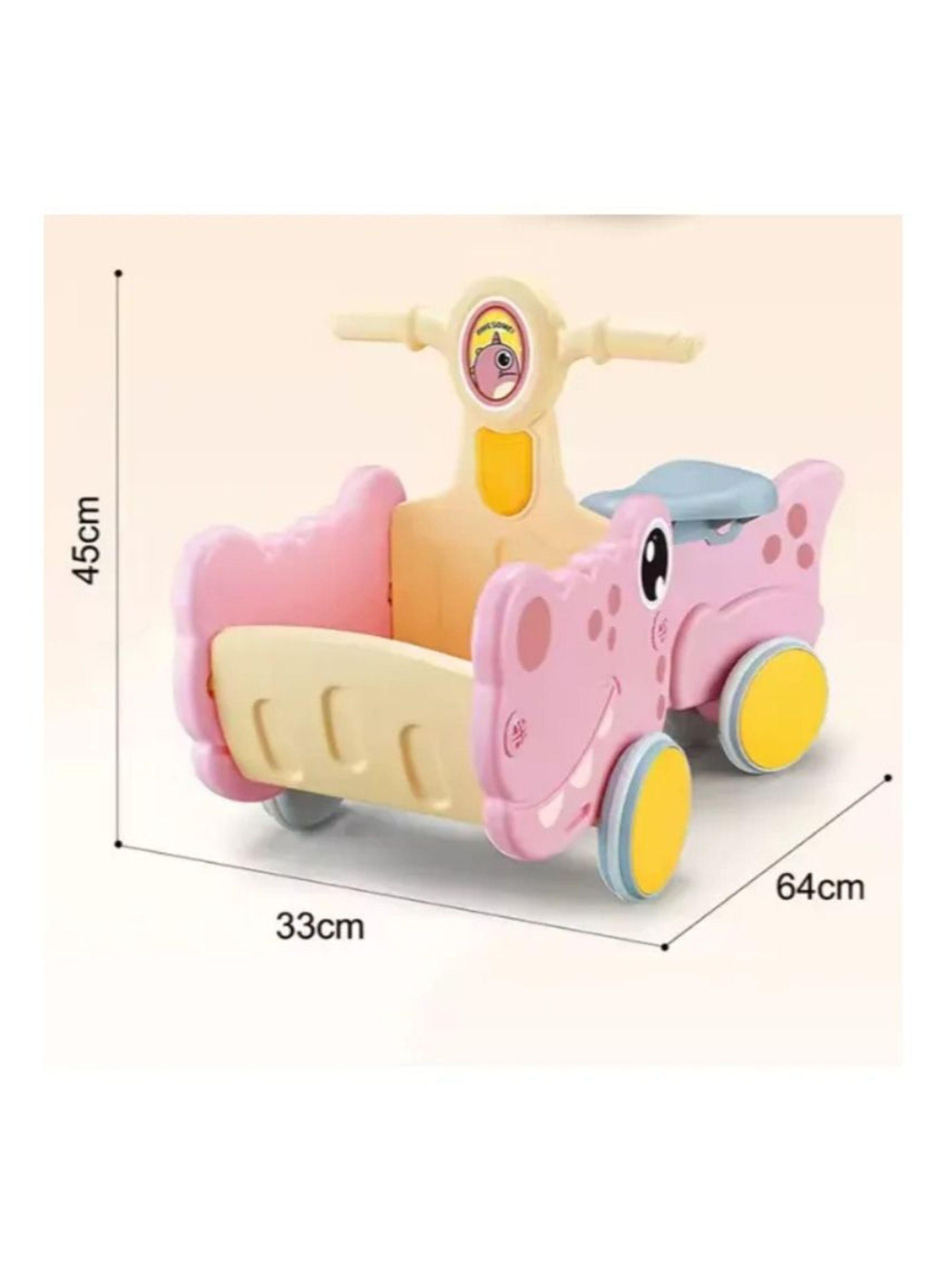 Andador Correpasillos Para Bebes Dinosaurio Con Canasto Rosa-1