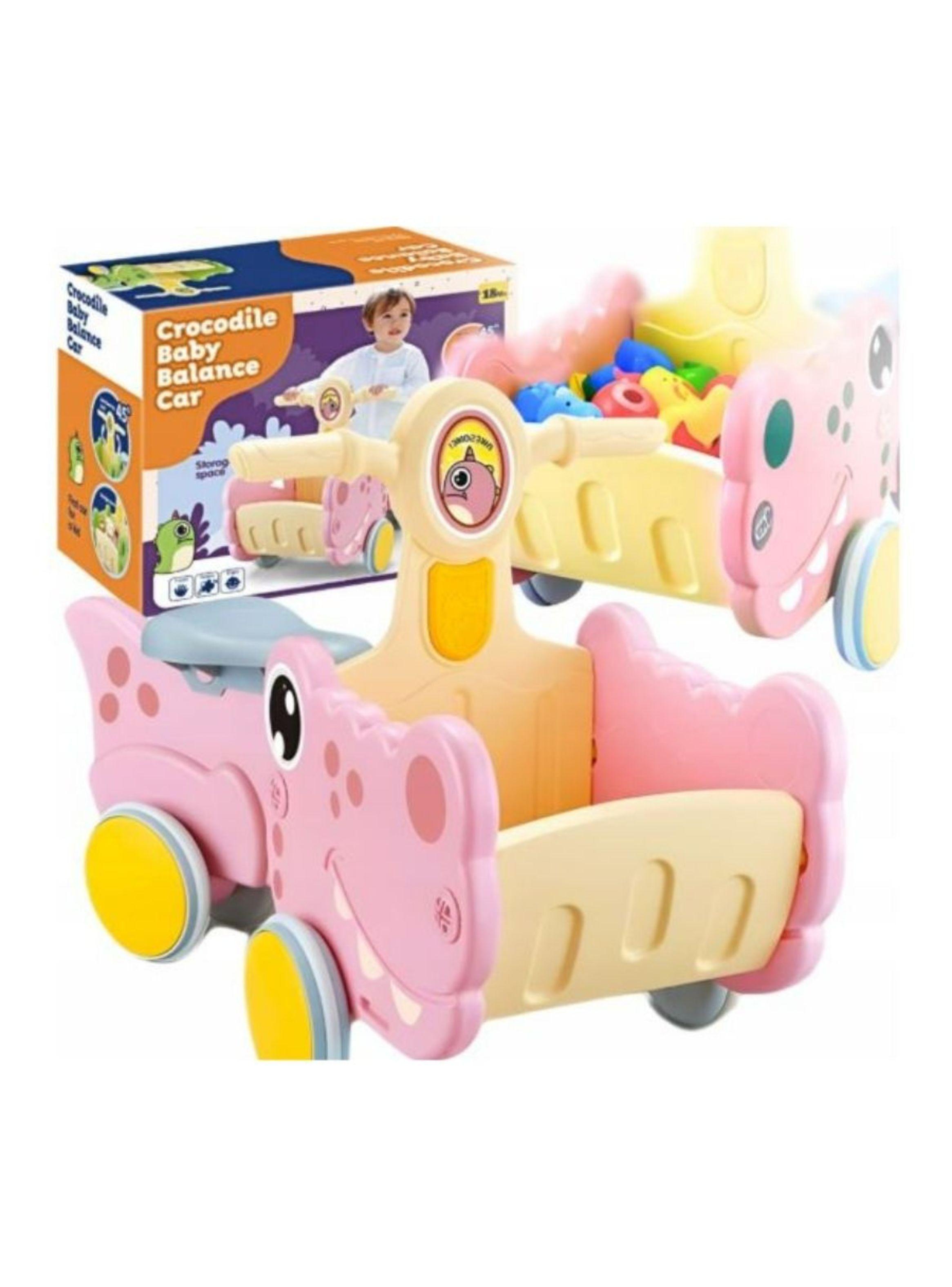 Andador Correpasillos Para Bebes Dinosaurio Con Canasto Rosa-2