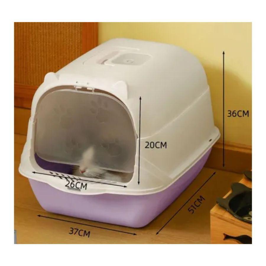 Arenero Baño Sanitario De Gatos Tapa Plegable Grande Morado-2