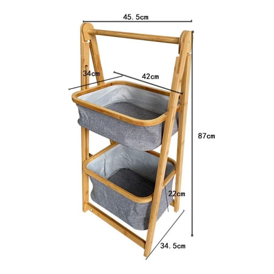 Estante De Almacenamiento De 2 Niveles Con Cesto Plegable-4