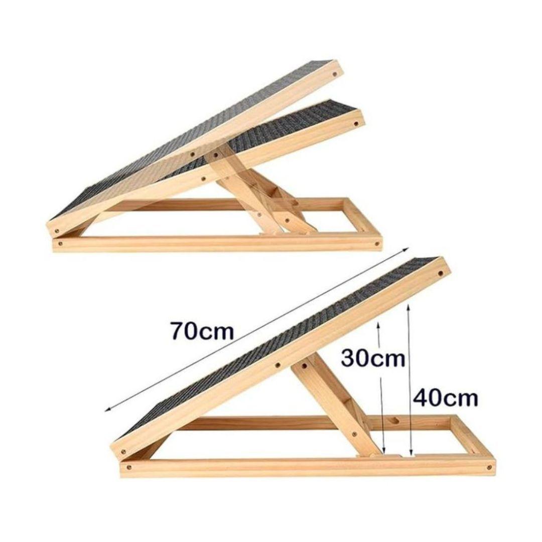 Rampa de Madera para Mascotas Plegable Ajustable Antideslizante-2