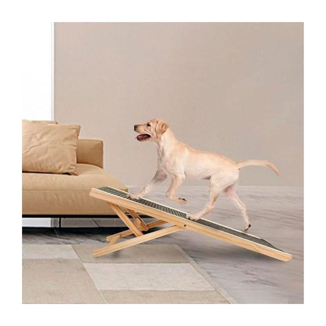Rampa de Madera para Mascotas Plegable Ajustable Antideslizante-3