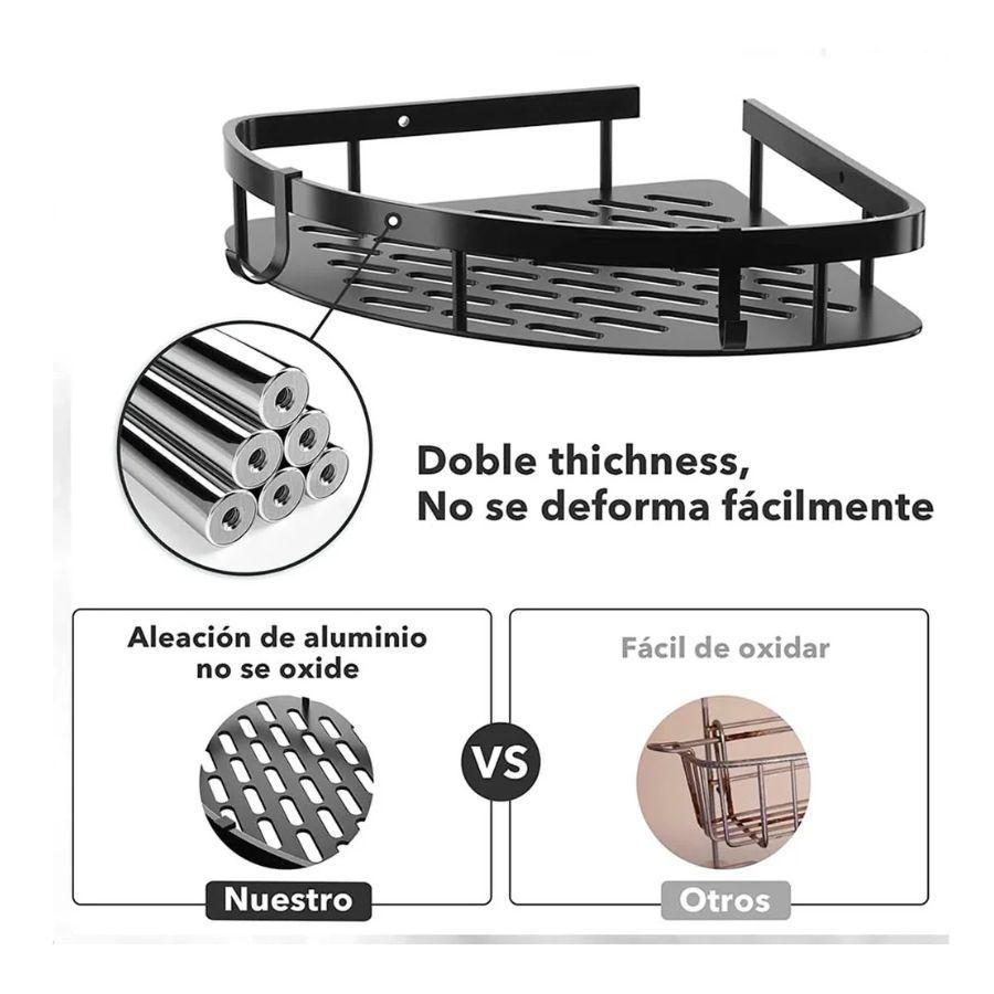 Estante Organizador de Baño Esquinero para Ducha Negro-3