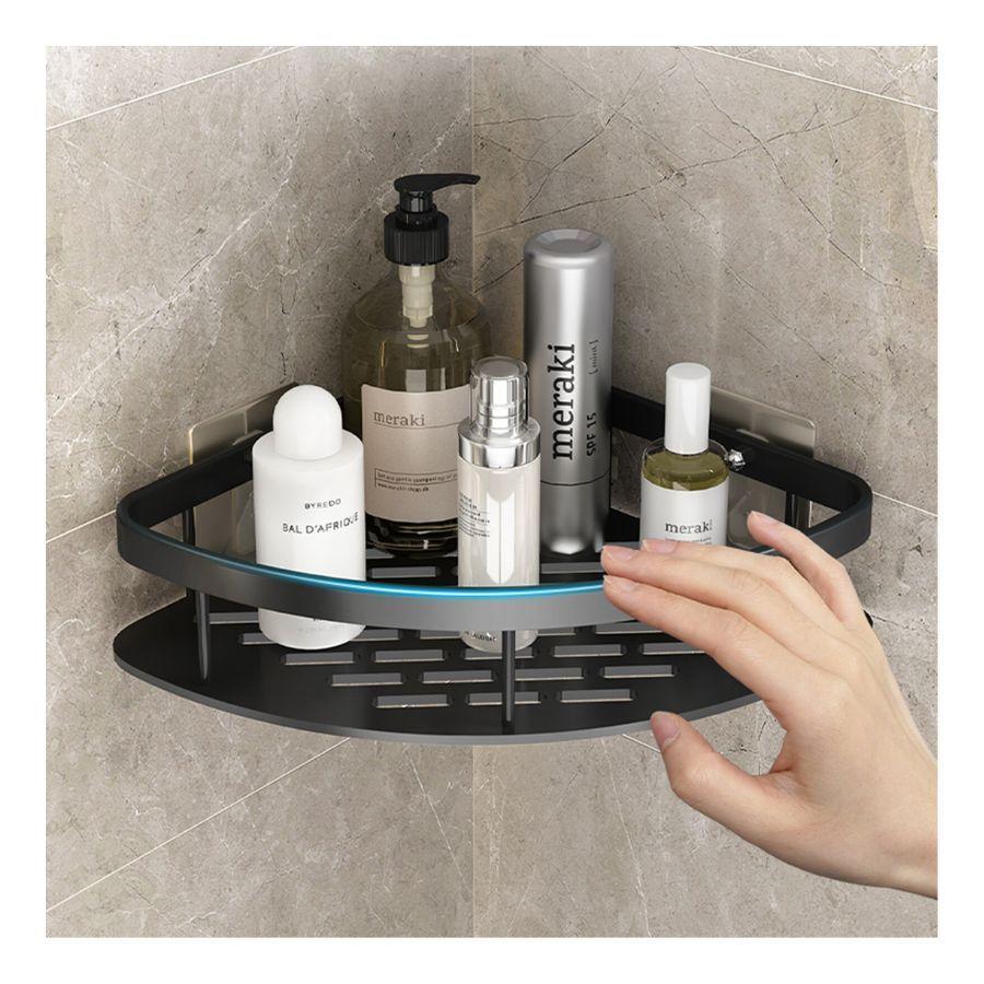 Estante Organizador de Baño Esquinero para Ducha Negro-4