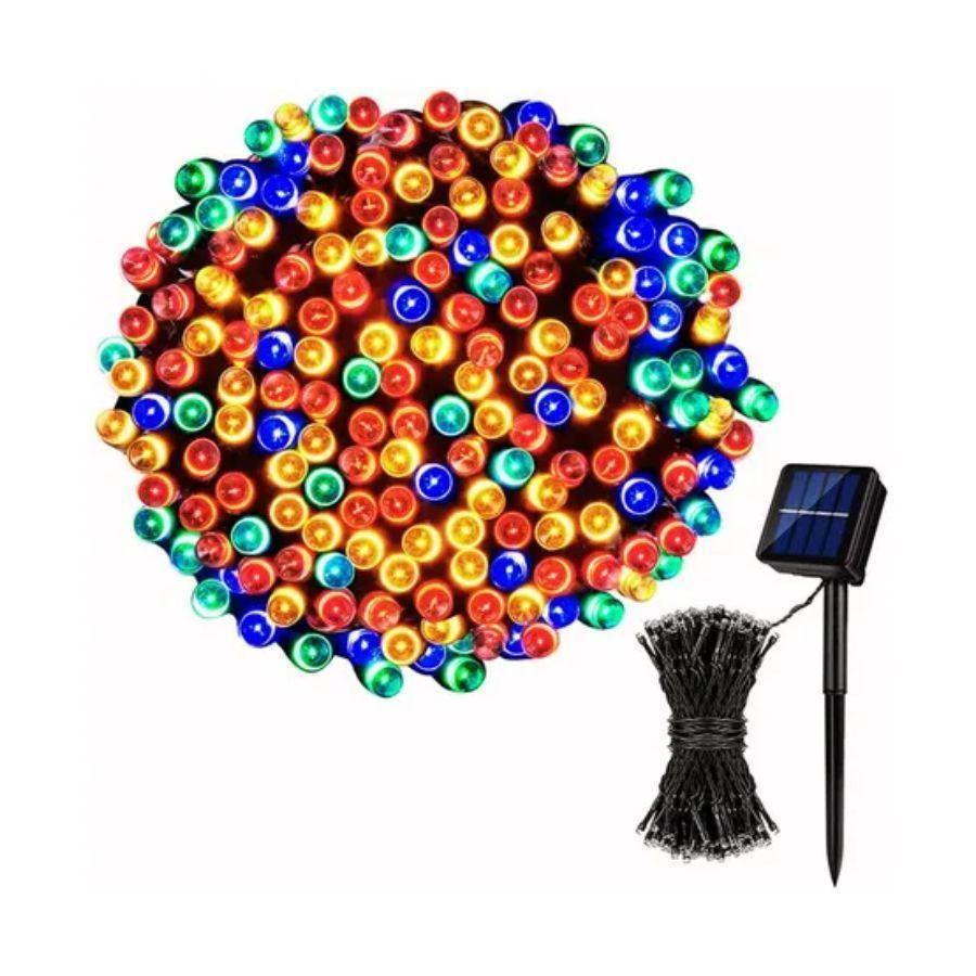Luces De Navidad De Exteriores 100 LED Multicolor Con Panel Solar-0