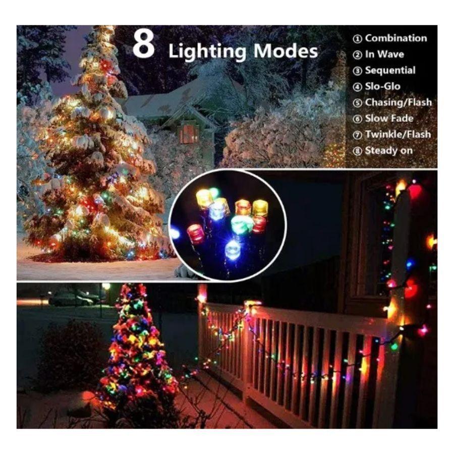 Luces De Navidad De Exteriores 100 LED Multicolor Con Panel Solar-3
