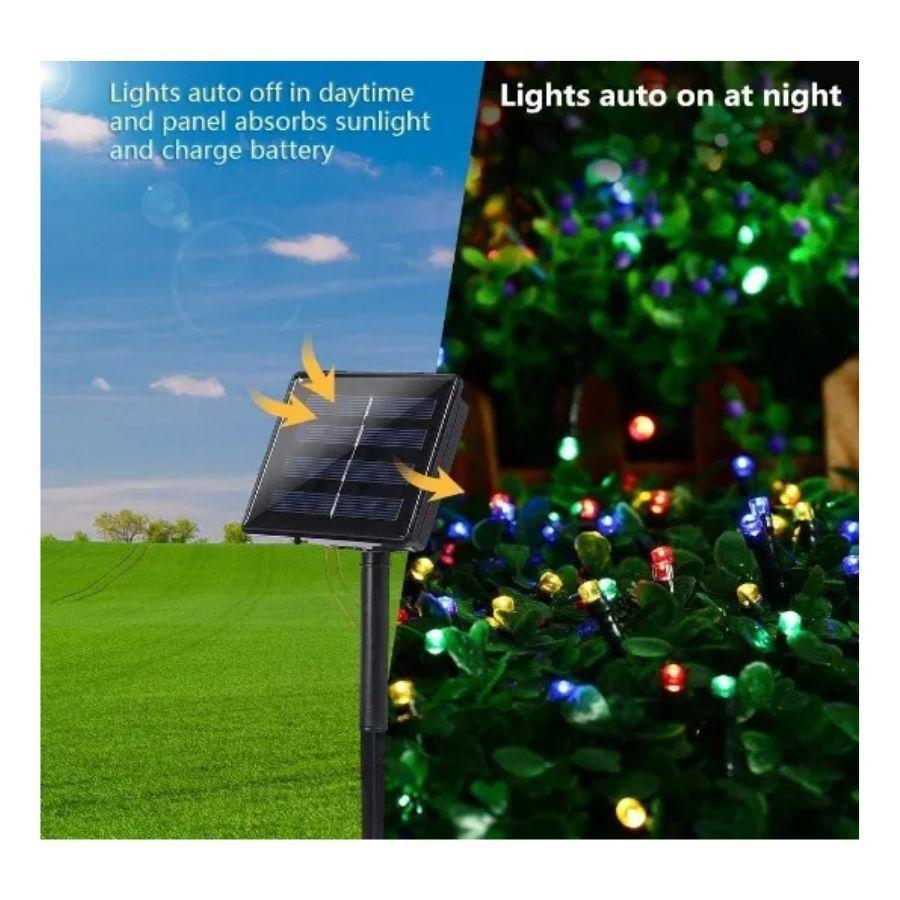 Luces De Navidad De Exteriores 100 LED Multicolor Con Panel Solar-4