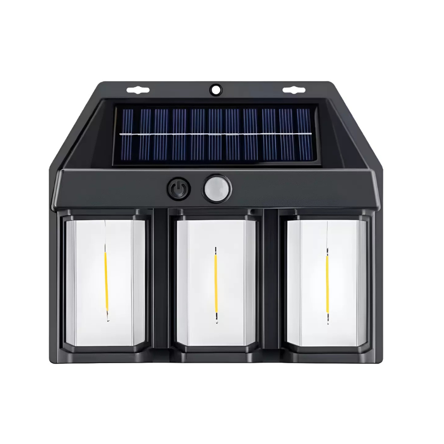 Lampara Aplique Solar Led Farol Pared para Exterior negro 3 focosa-0