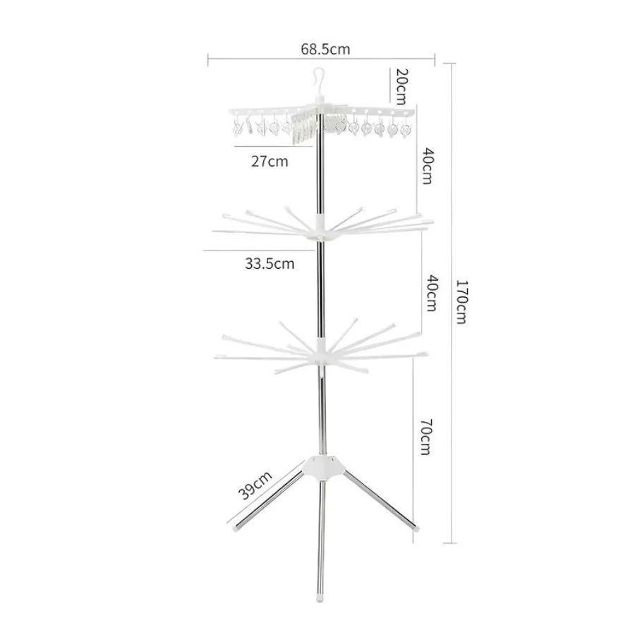 Tendedero De Ropa Rotativo Vertical 3 Niveles 24 Palillos-3