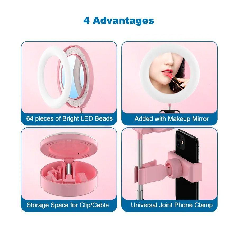 Aro De Luz LED Plegable Con Espejo Y Soporte Para Celular-2