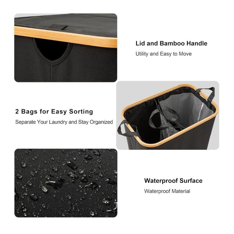 Cesto Para Ropa 2 Compartimentos Negro-2