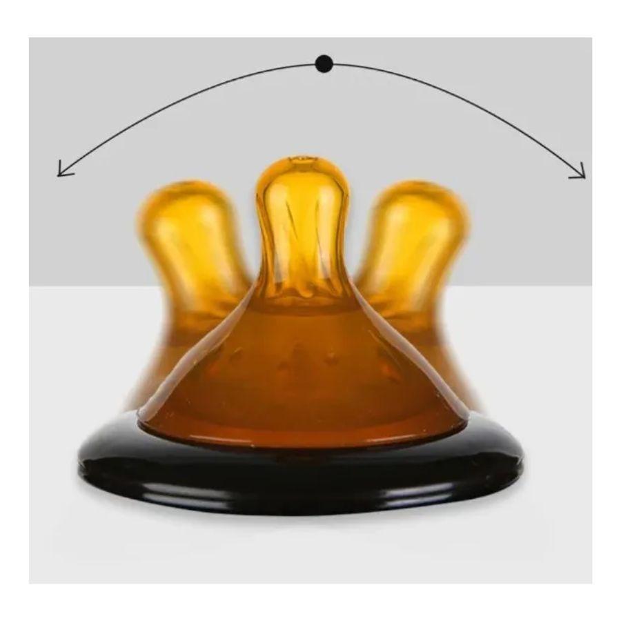 Biberón De Silicón De Gato Con Asa Para Bebé Boquilla Ancha-1