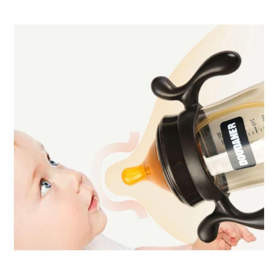 Biberón De Silicón De Gato Con Asa Para Bebé Boquilla Ancha-3