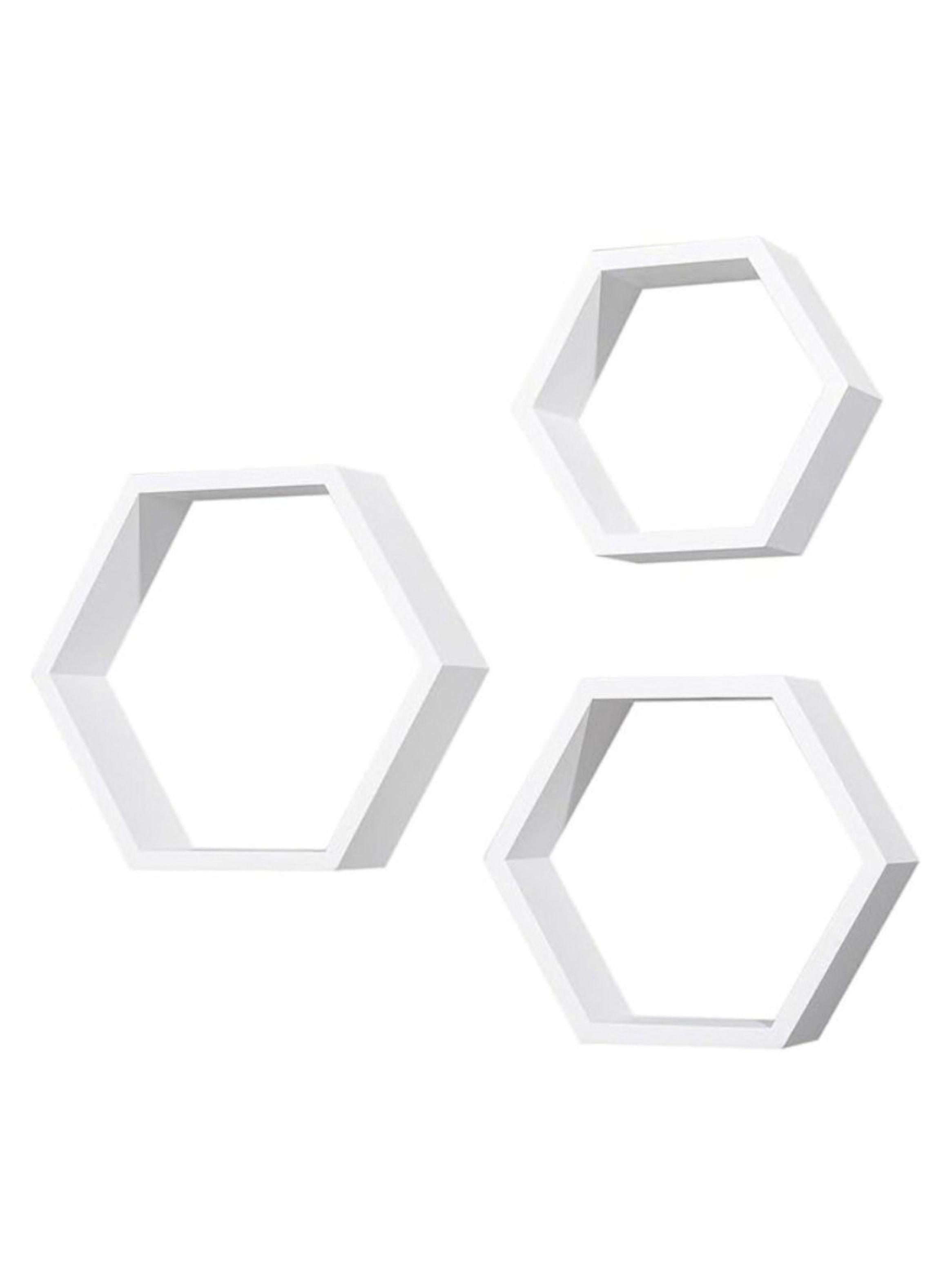Set 3 Repisas Estante Flotantes Hexagonales de Madera Decorativo Moderno-0