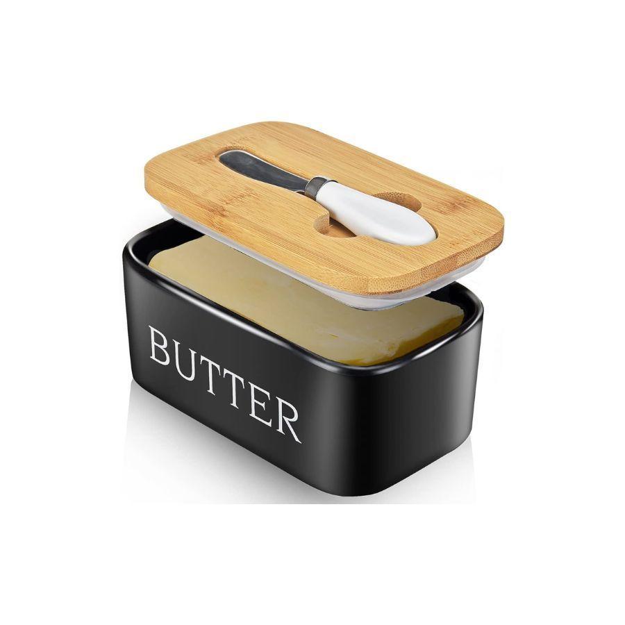 Recipiente De Cerámica Para Mantequilla Con Tapa Y Cuchillo 400ml-0