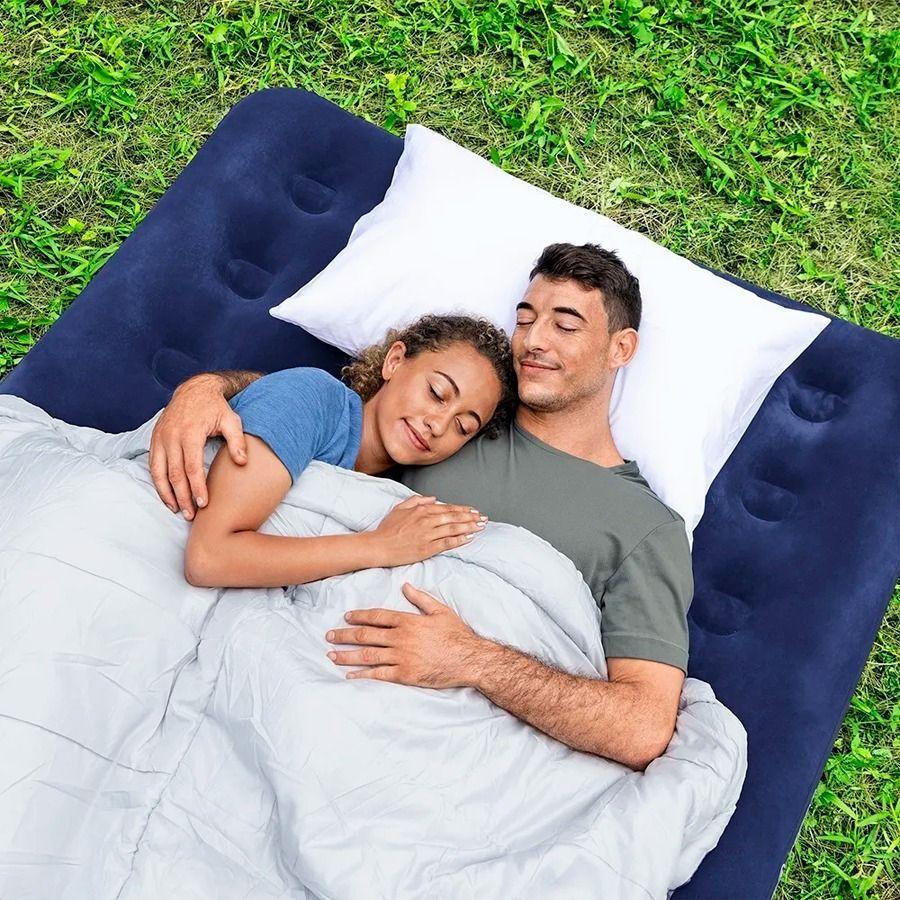Cama Colchón Inflable Matrimonial Color Azul-5