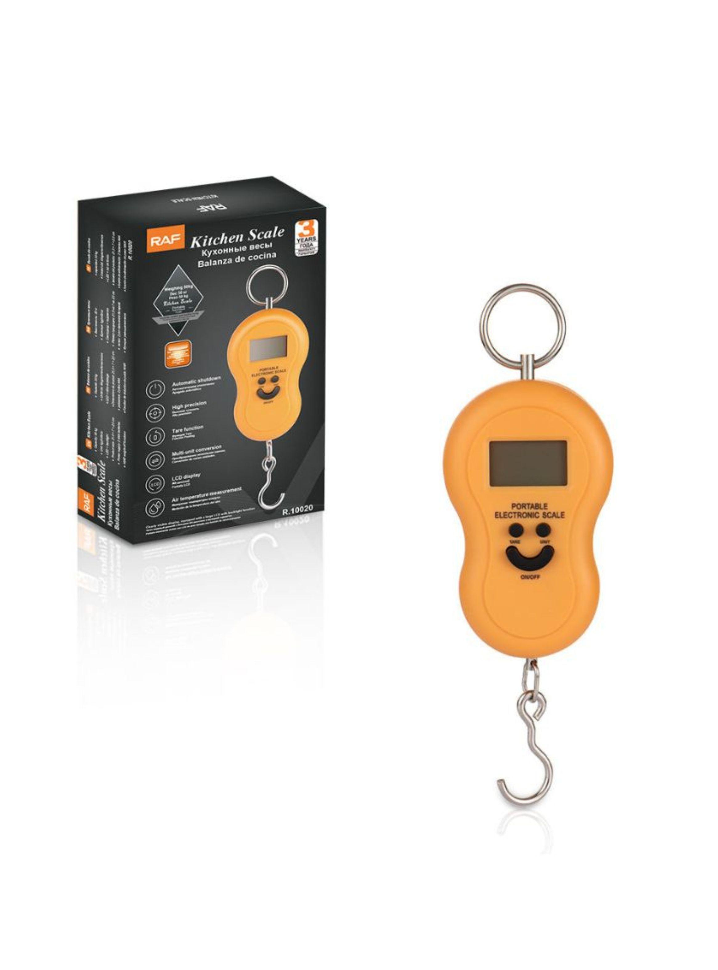 Pesa Digital De Mano Con Gancho Colgante Precisión 50kg Raf Naranja-0