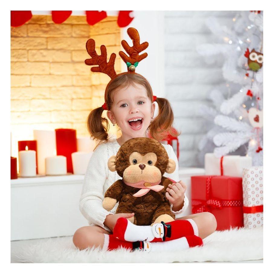 Peluche Mono Con Bufanda Rosada 23cm -1