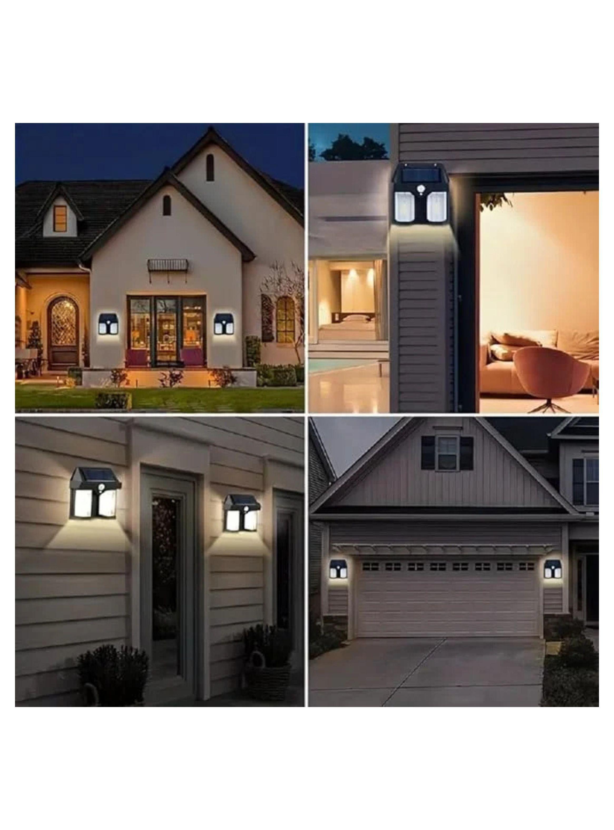 Lampara Aplique Solar Led Farol Pared para Exterior negro 2W-3