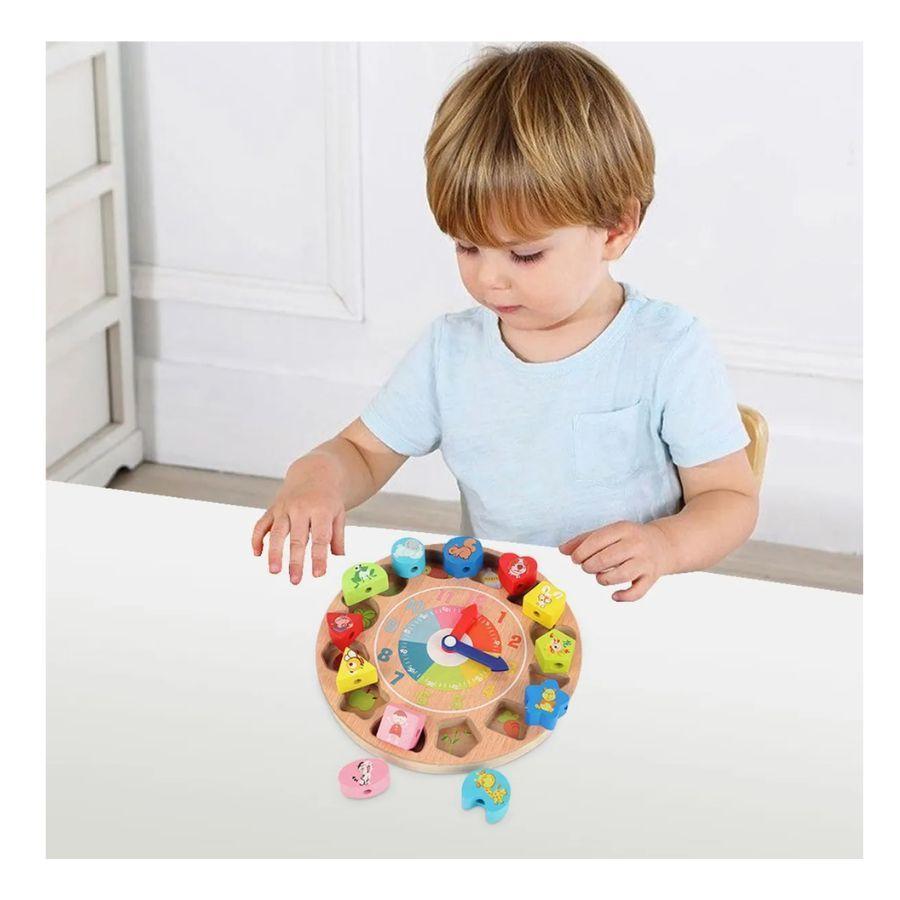 Reloj De Encaje De Madera Juguete Para Niños-3