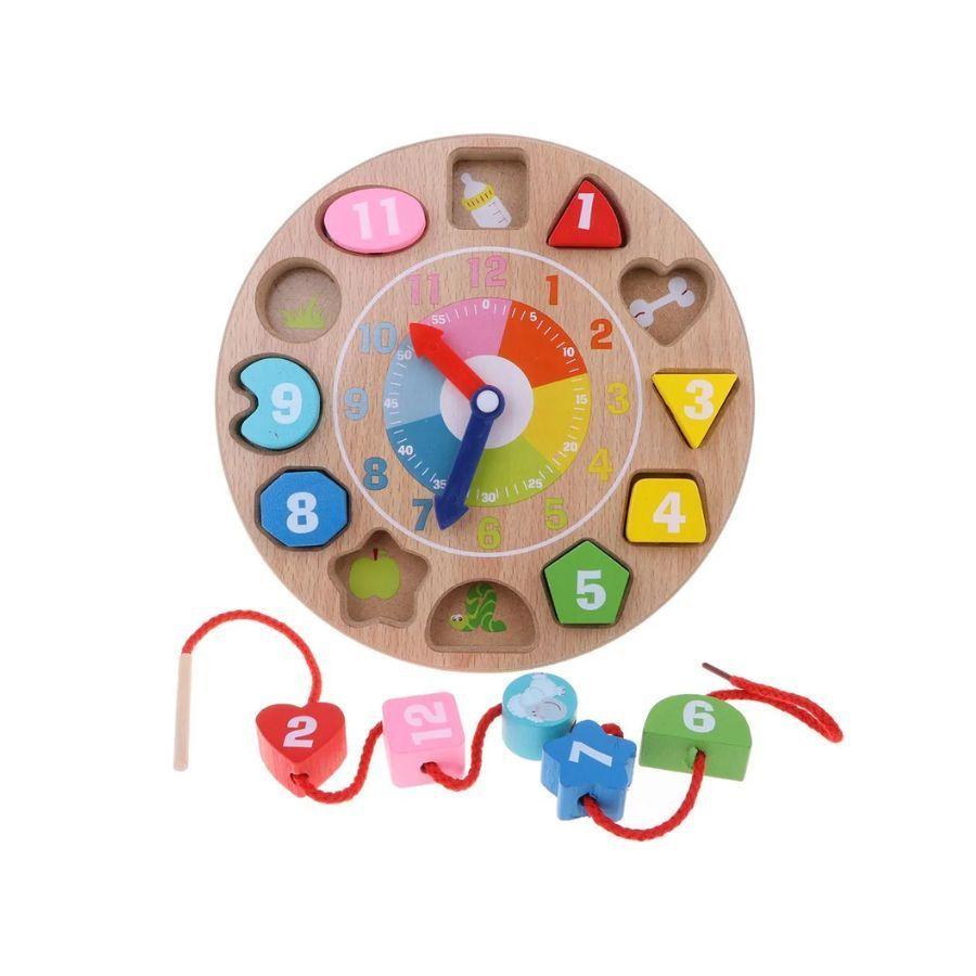 Reloj De Encaje De Madera Juguete Para Niños-4