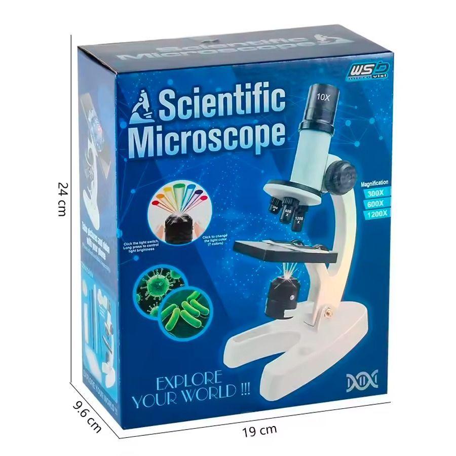 Kit De Microscopio LED De 300X 600X 1200X Para Niños-3