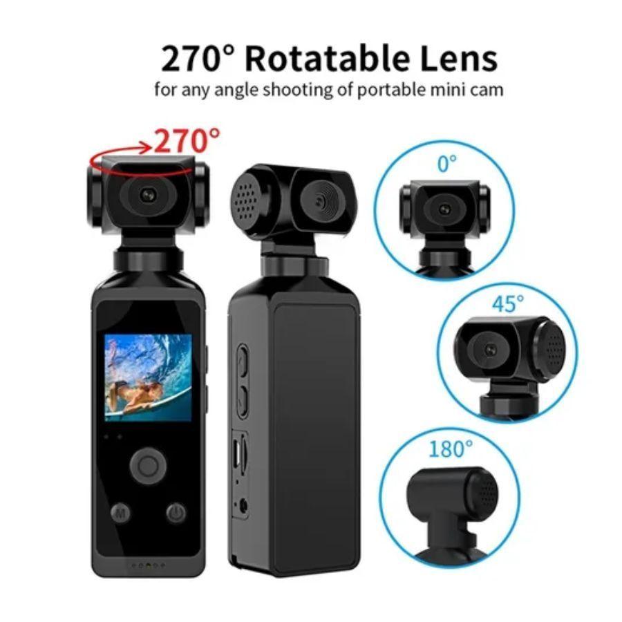 Cámara De Acción Bolsillo 4K HD Giratoria 270º-4