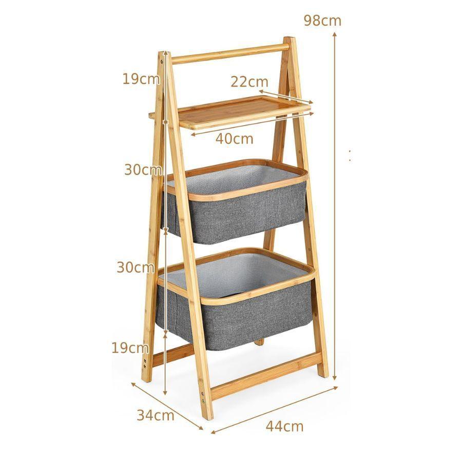 Estante Plegable Cesta De Bambú -3