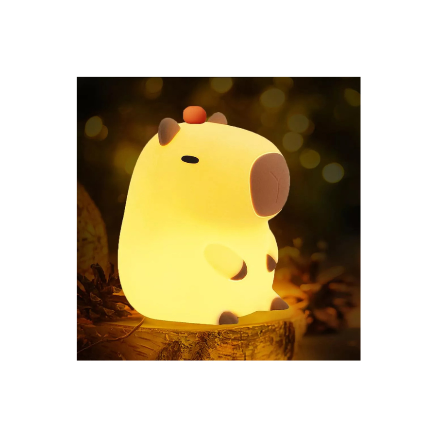 lampara velador recargable diseño Capibara portatil luz led-2