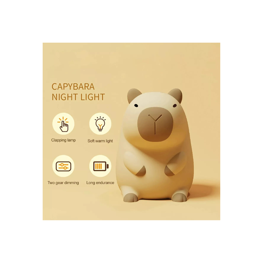 lampara velador recargable diseño Capibara portatil luz led-3