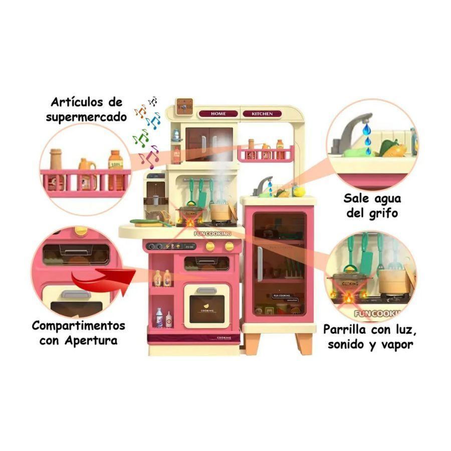 Cocina Infantil Rosa Luz Sonidos Nevera Horno Gigante 103cm-2