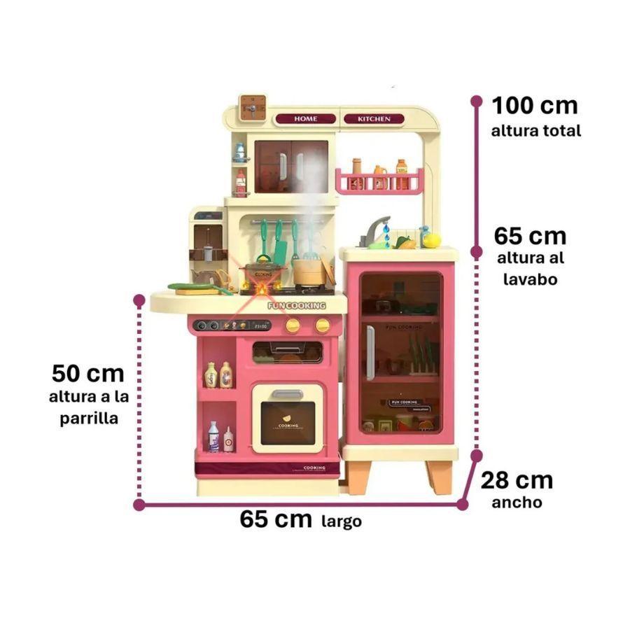 Cocina Infantil Rosa Luz Sonidos Nevera Horno Gigante 103cm-4