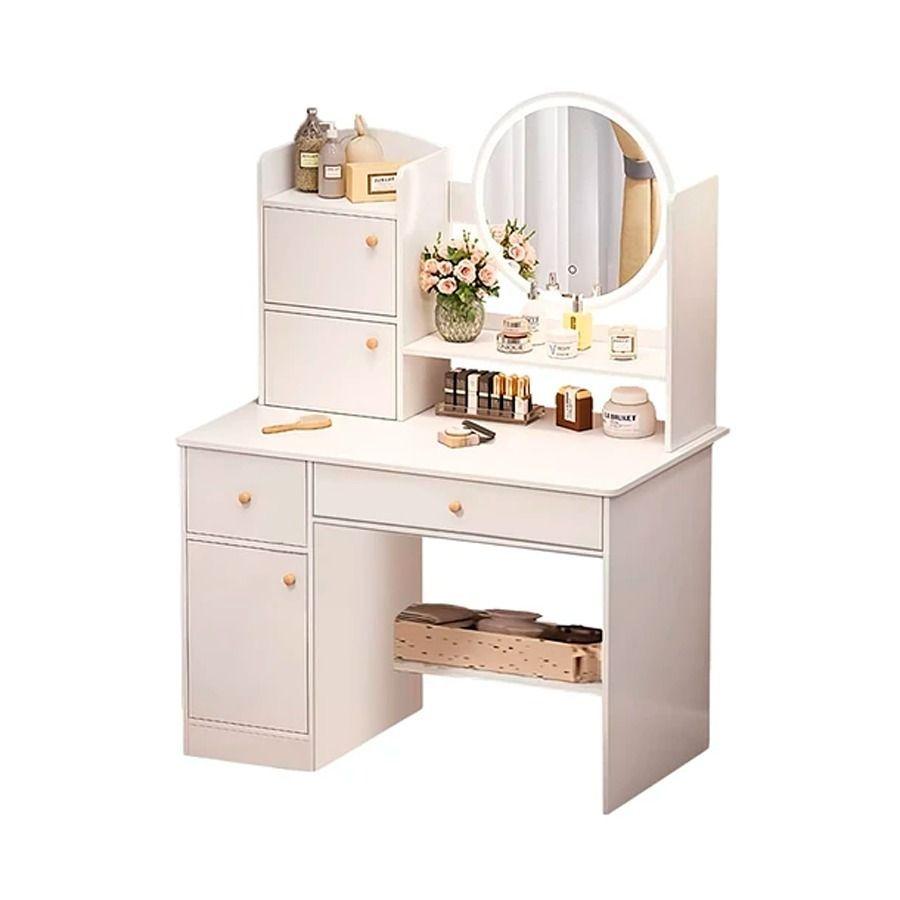 Tocador Madera Espejo Con Luz Y Cajones Homer 80x40x130cm-0