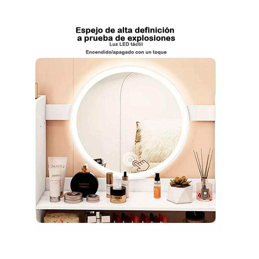 Tocador Madera Espejo Con Luz Y Cajones Homer 80x40x130cm-4