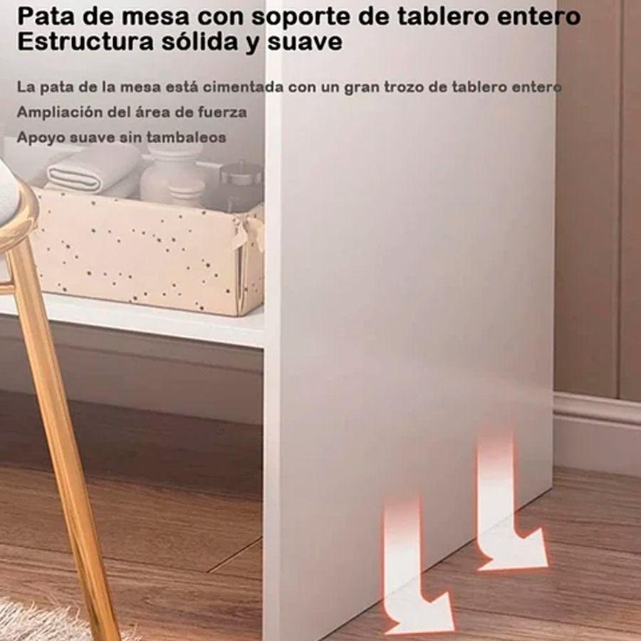 Tocador Madera Espejo Con Luz Y Cajones Homer 80x40x130cm-5