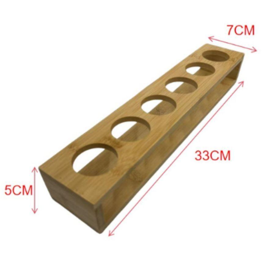 Estante de Bambú para Vasos Shot Bandeja para Servir 6 Espacios-2