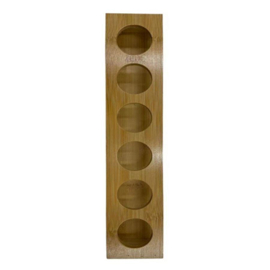 Estante de Bambú para Vasos Shot Bandeja para Servir 6 Espacios-3