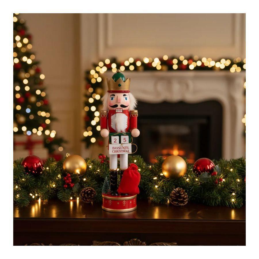 Cascanueces Con Calendario Blanco Adorno De Navidad 38 cm-2