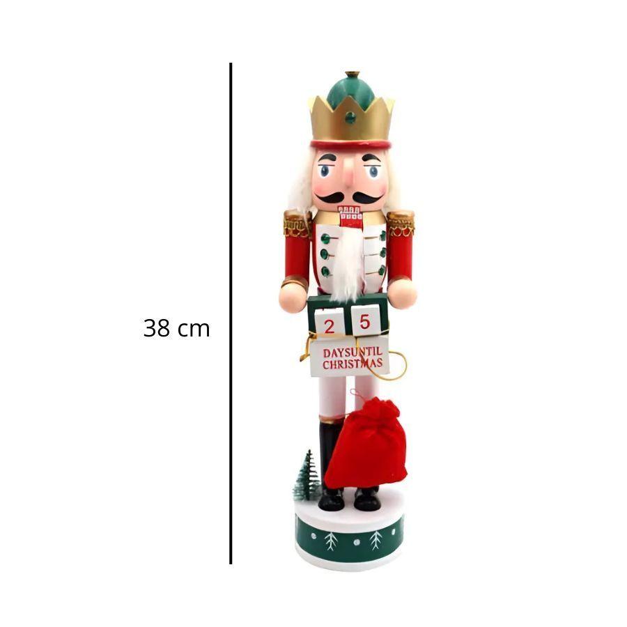 Cascanueces Con Calendario Blanco Adorno De Navidad 38 cm-3