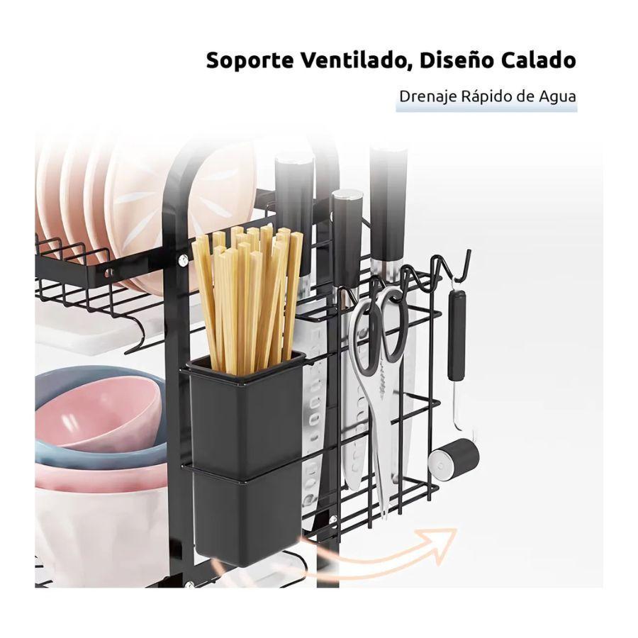 Secador Escurridor De Platos Loza Vajilla 2 Niveles Cocina -2