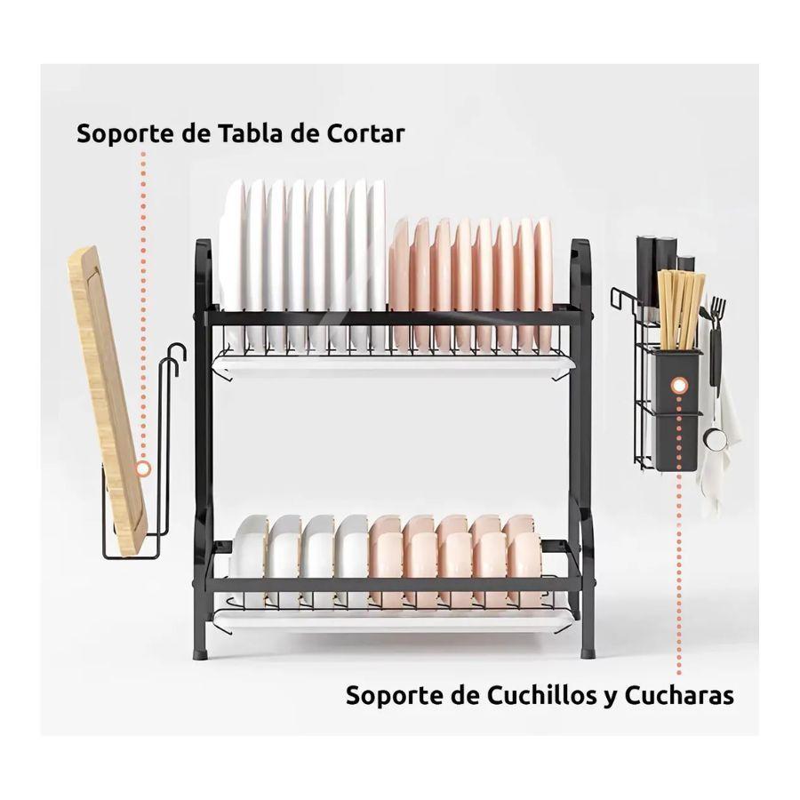 Secador Escurridor De Platos Loza Vajilla 2 Niveles Cocina -4