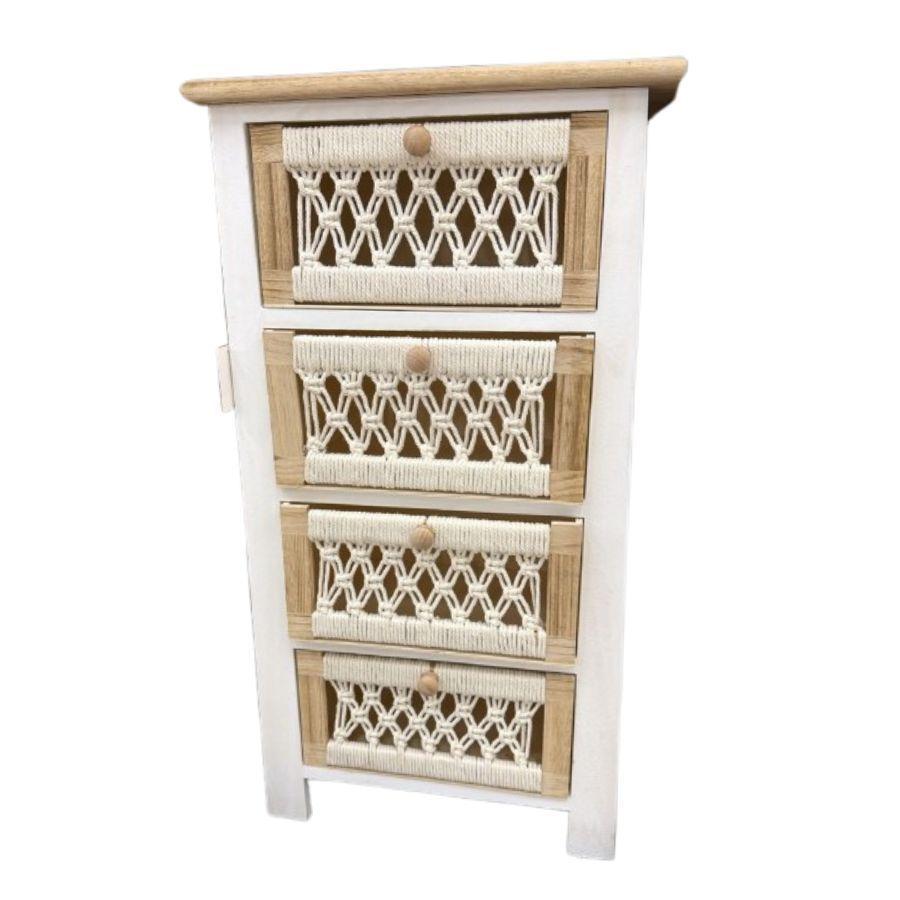 Cajonera de Madera Rústica y Crochet 4 Cajones-3