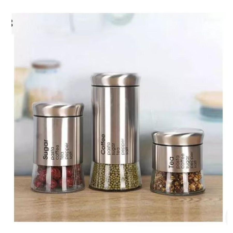 Set 3 Frascos Vidrio Especieros de Cocina -2