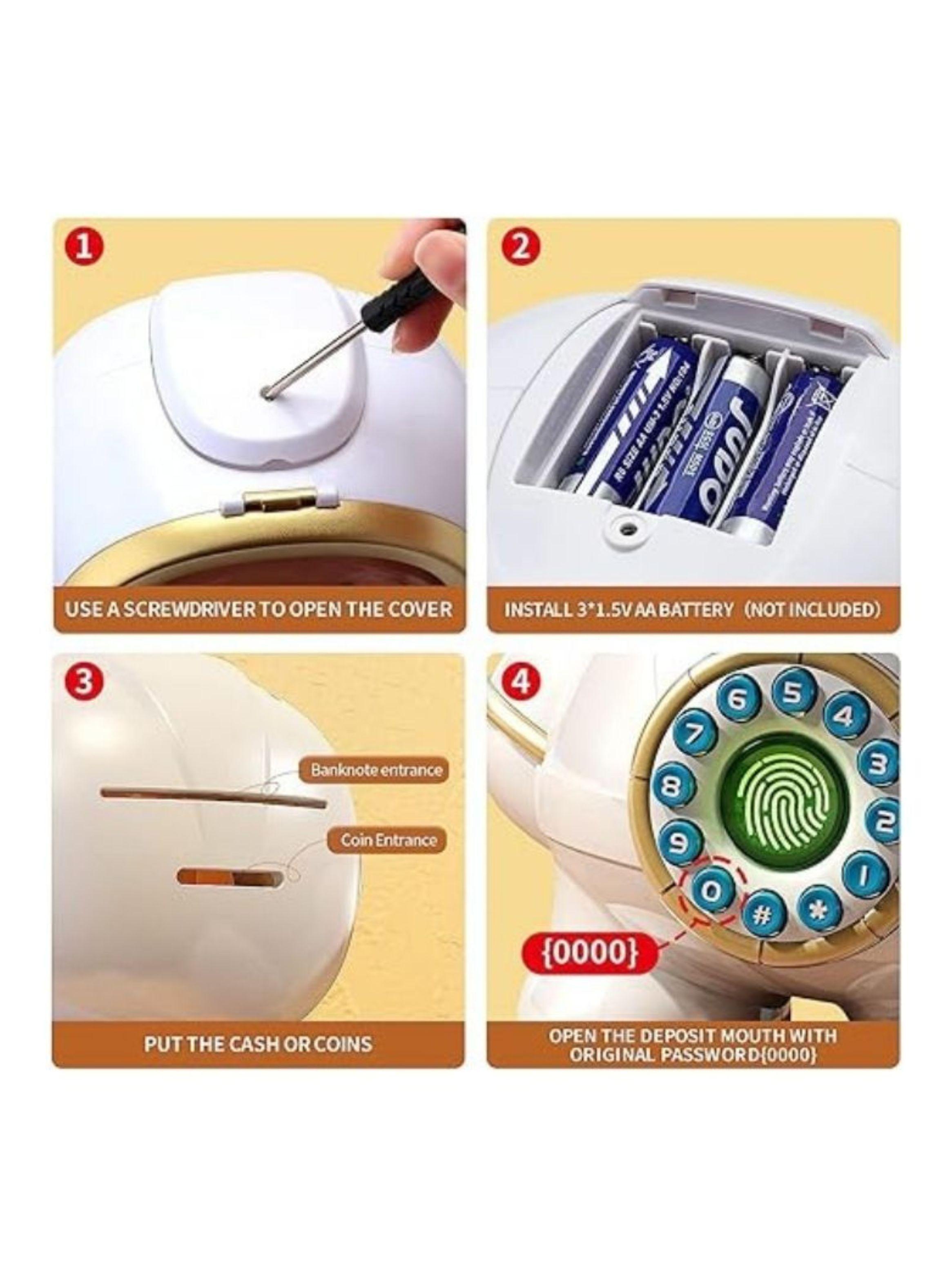 Hucha Alcancia Infantil Electronico con Contraseña y Huella-3