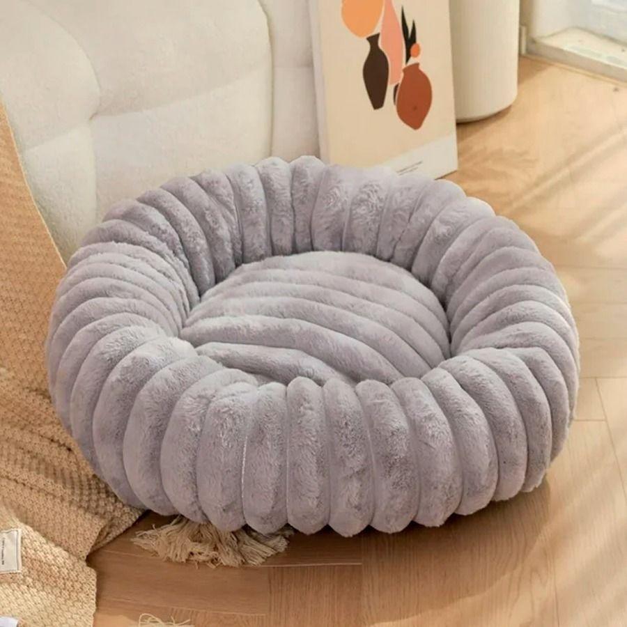 Cama Suave Redonda Antideslizante Para Mascotas 60 Cm-4