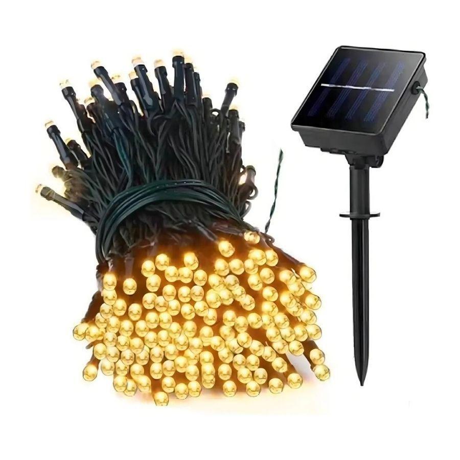 Luces Guirnalda Solar 10 Metros 100 Led Cálida Navidad-3
